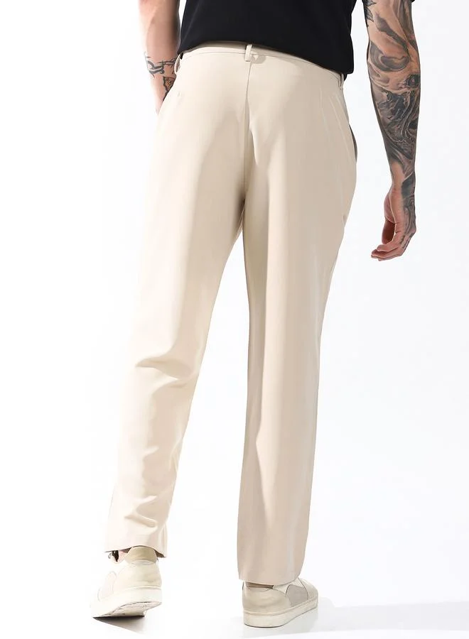 Hubberholme  Men Relaxed Fit Wrinkle Free Wash Pleated Korean Pants for Men | Best Price UAE